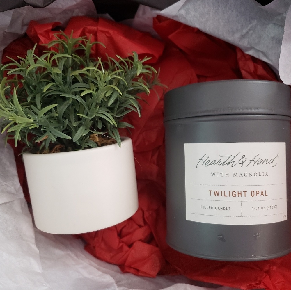 SOLD Hearth & Hand Candle and Plant
